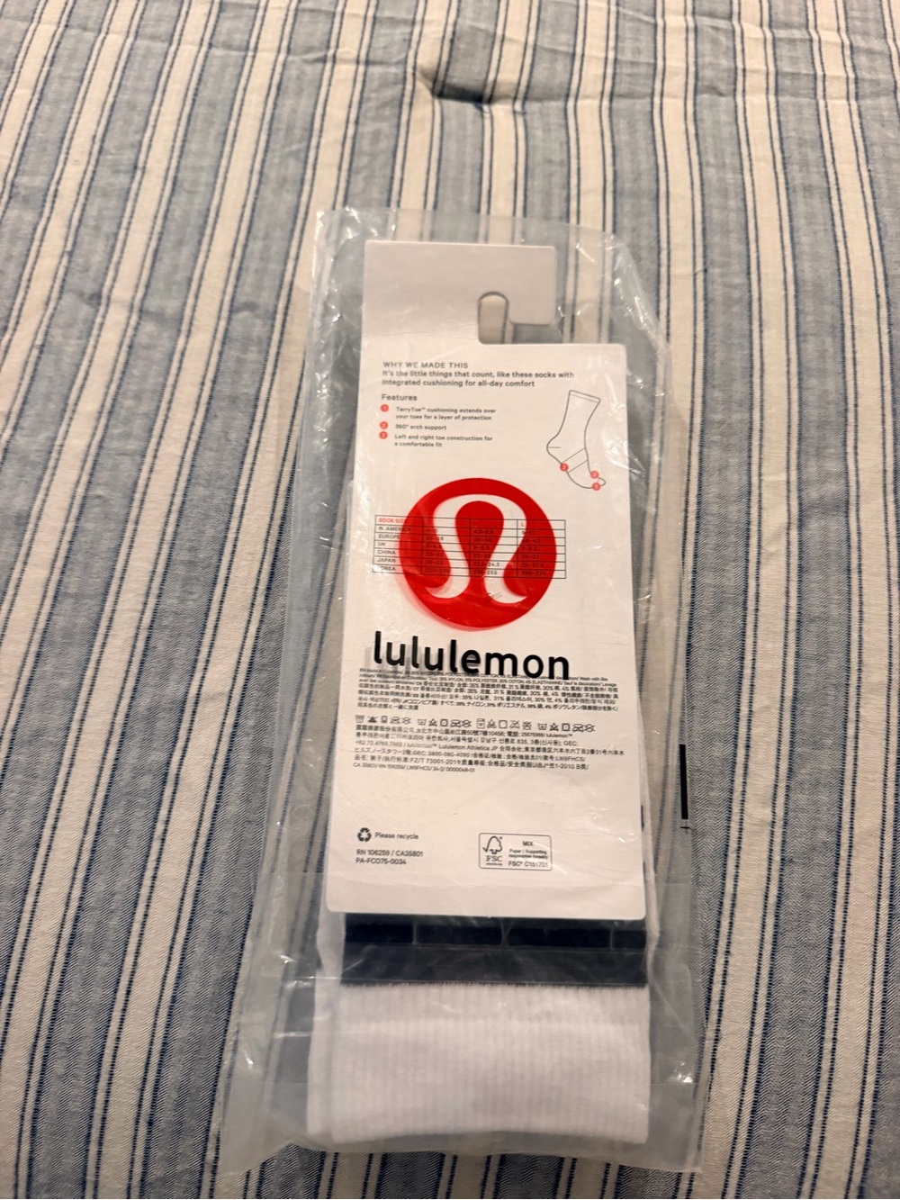 Brand new- Lululemon Men’s White Athletic Socks - Cushioned Support